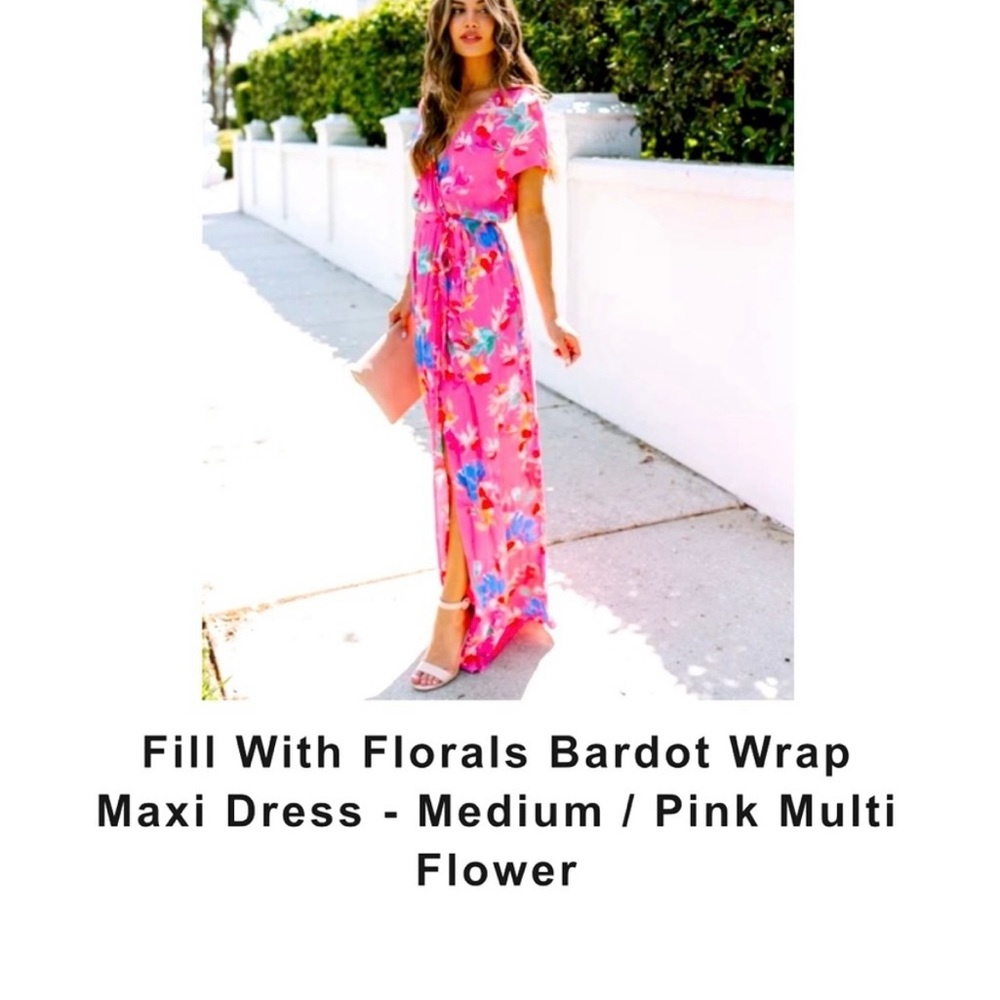 Vici Womans Pink Floral Wrap Maxi Dress
Size Medium